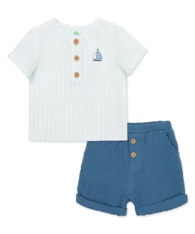 Gauze Sailboat Short Set