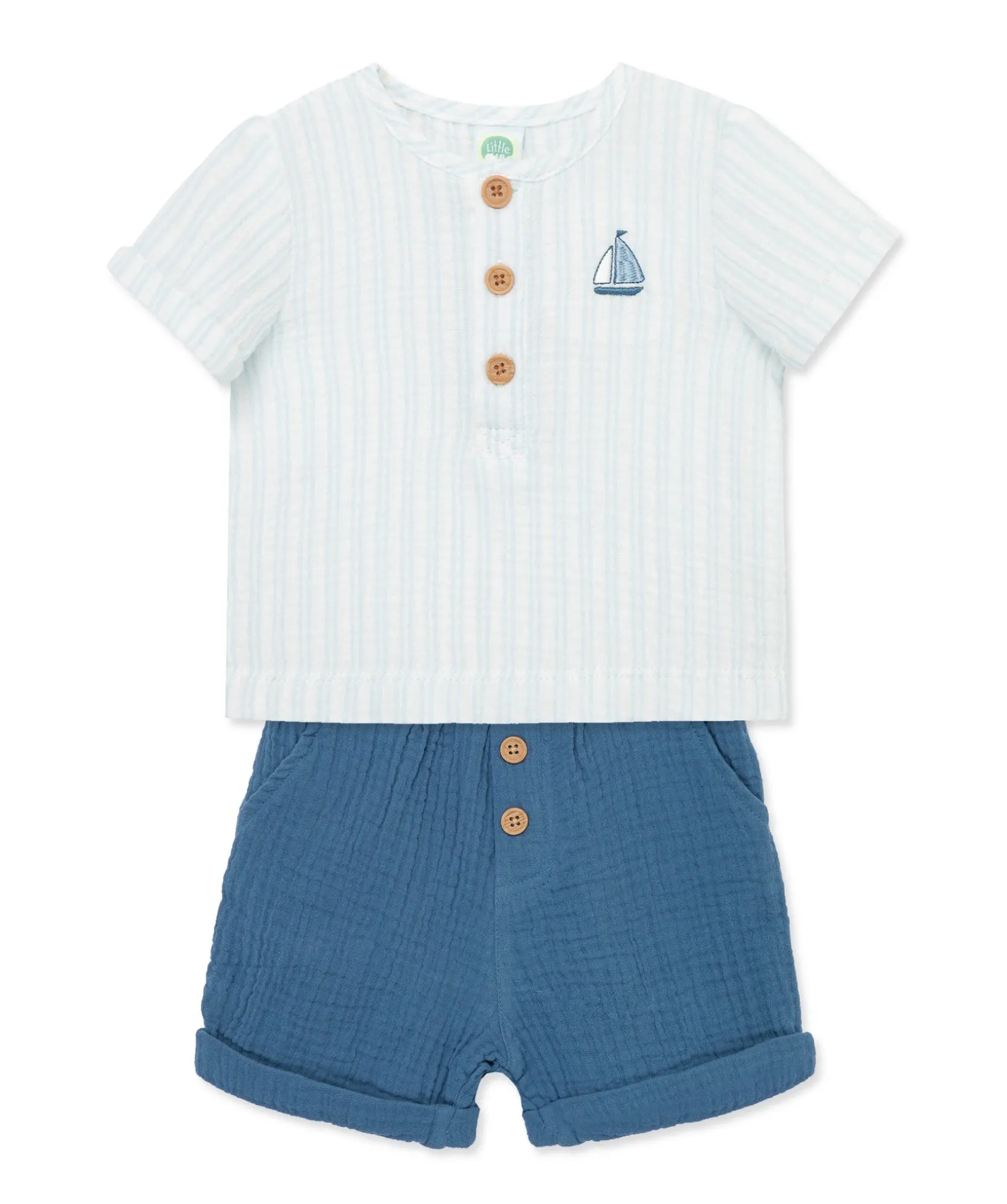 Gauze Sailboat Short Set