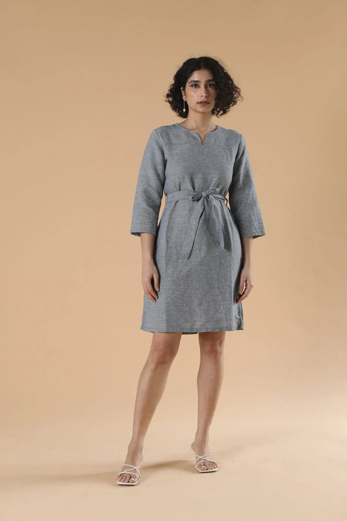 Grey Cotton Women's Workwear Dress