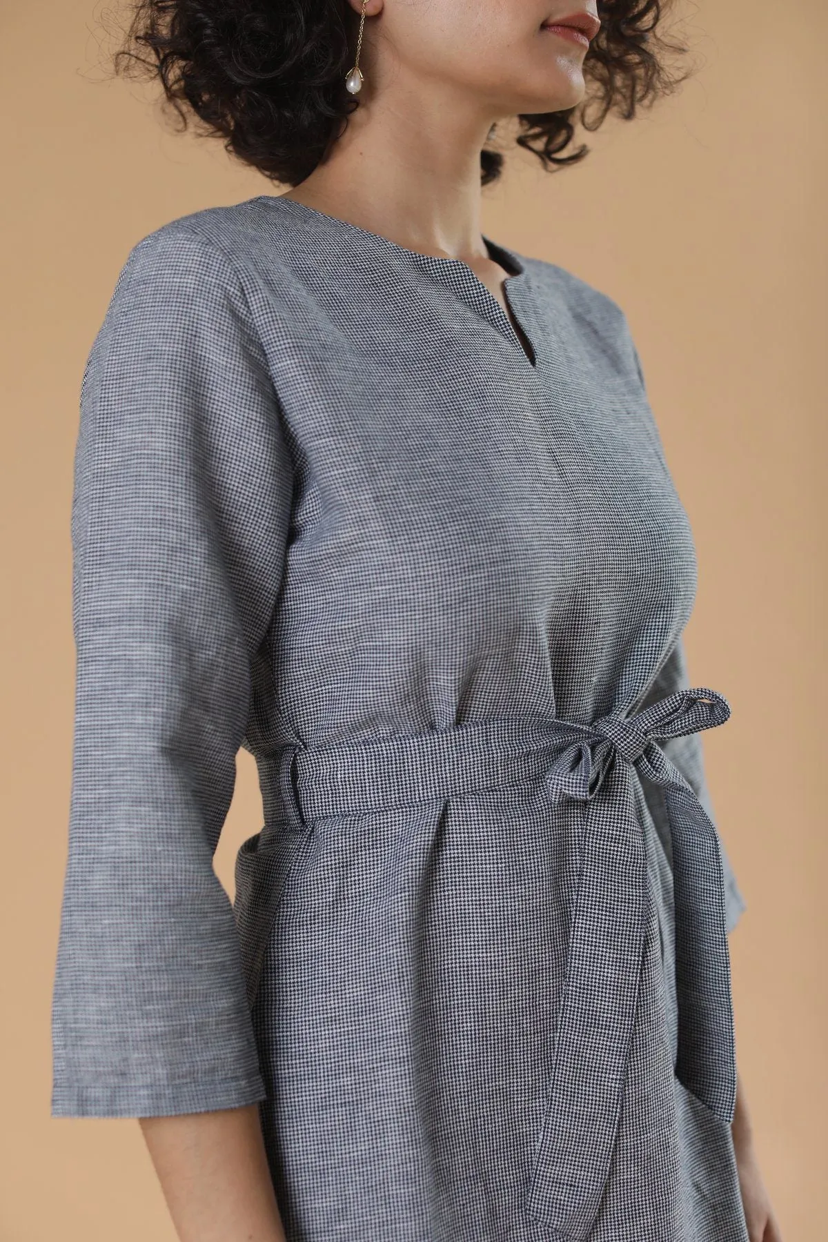 Grey Cotton Women's Workwear Dress