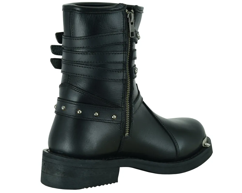 Harness Boot - Women's 9 Inch Black Triple Buckle Leather Harness Boot