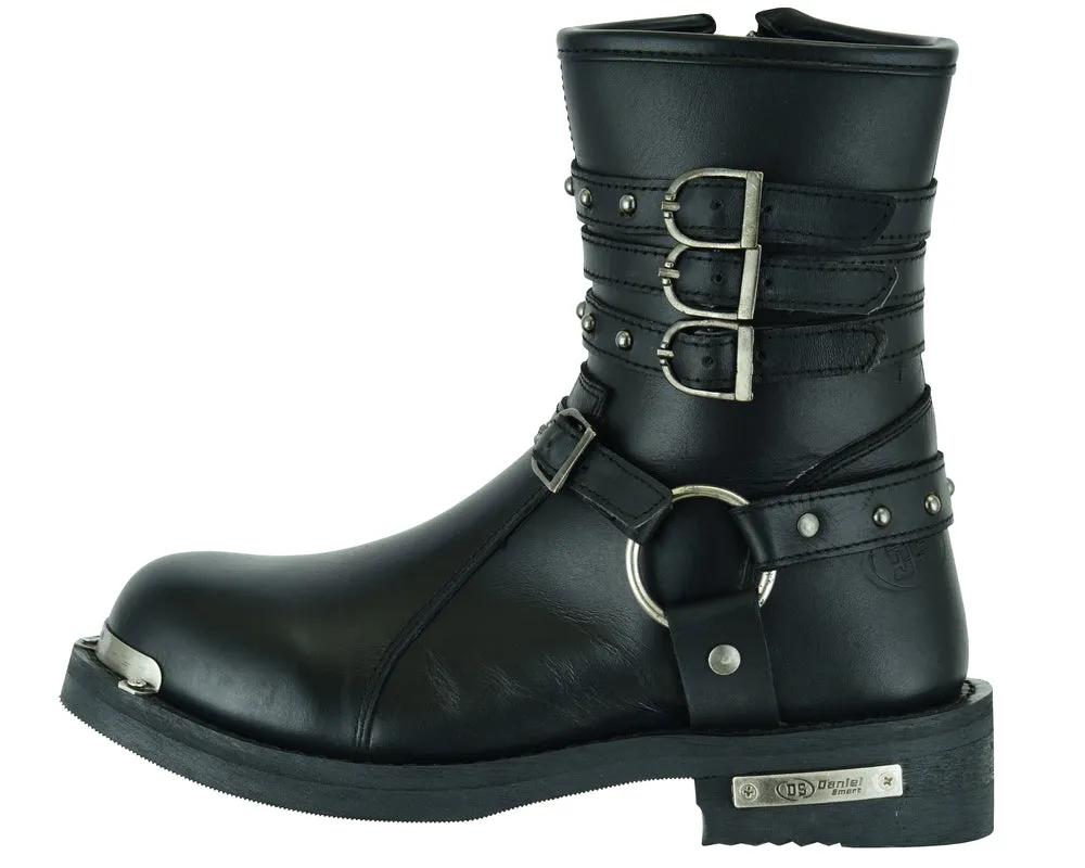 Harness Boot - Women's 9 Inch Black Triple Buckle Leather Harness Boot