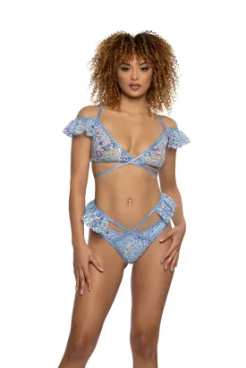 J-Valentine JR129 - Sequin Lace Ruffle Wrap Bottom