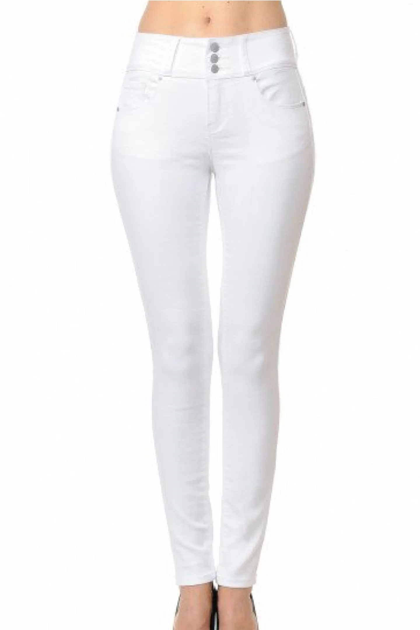 Kari ~ White High-Rise Push-Up Super Comfy 3 Button Skinny  WAX Jean