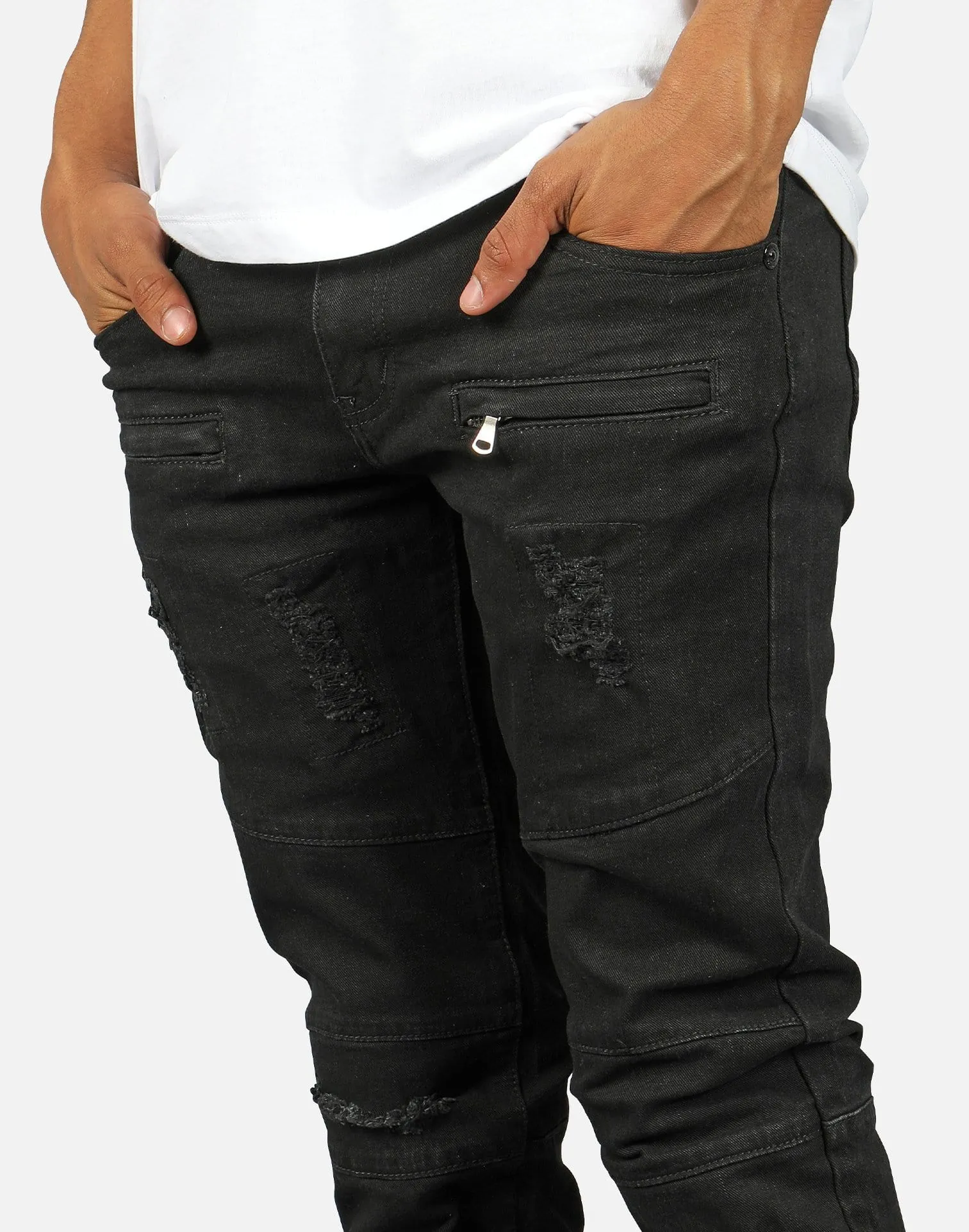 Kilogram DISTRESSED MOTO REPAIR JEANS