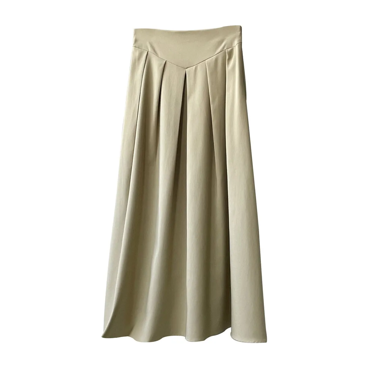 [Korean Style] French Style High Waist Pleated A-line Skirt