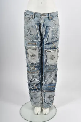 LEVIS STRAUSS 1980s customised denim patchwork jeans