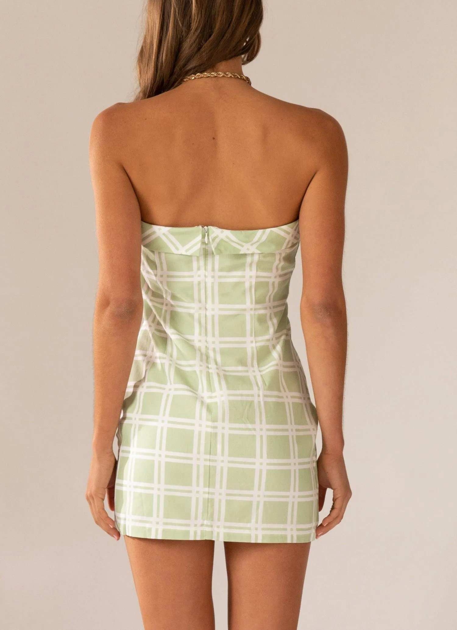 Love My Way Tube Dress - Sage Check