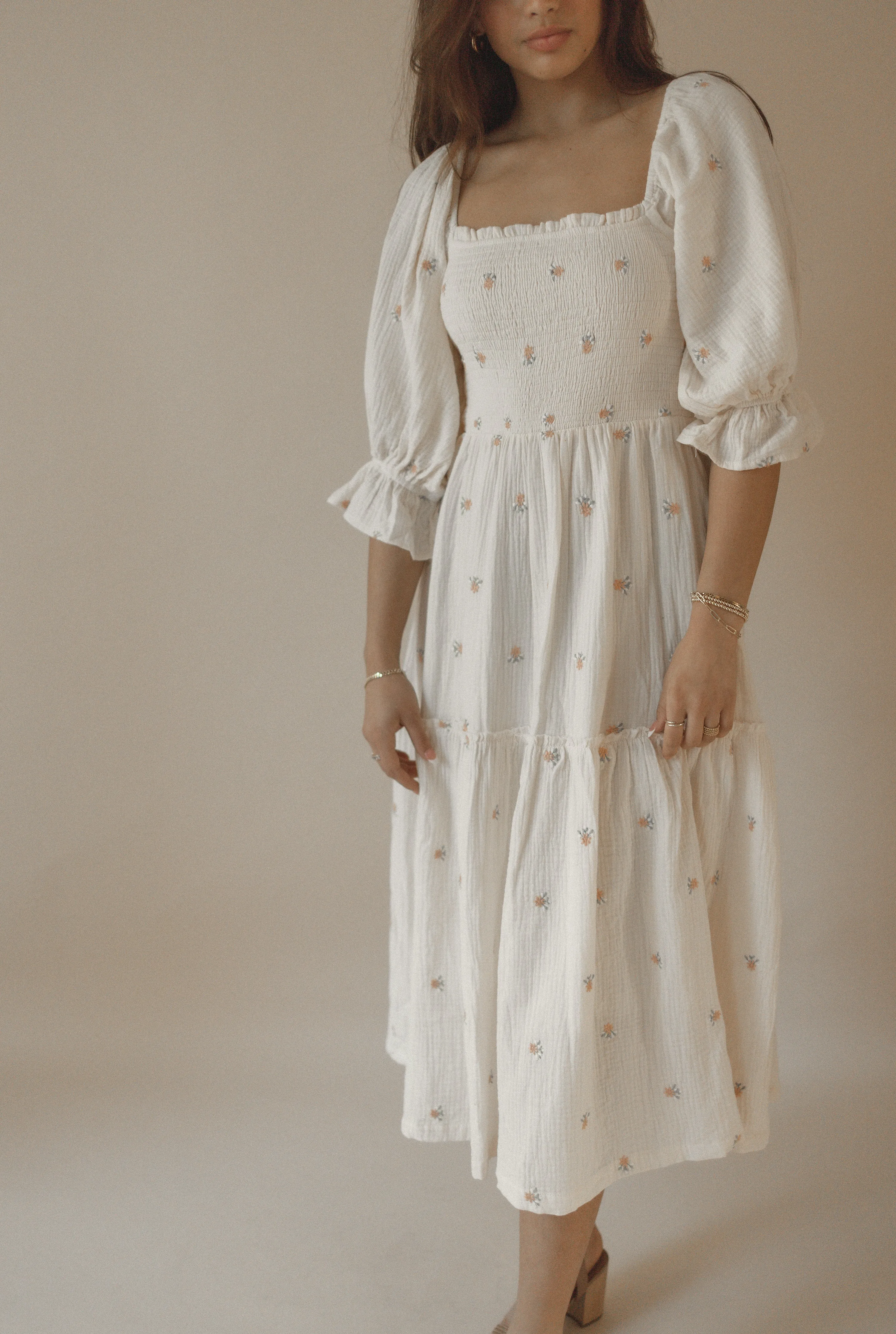 Mariel Ivory gauze midi