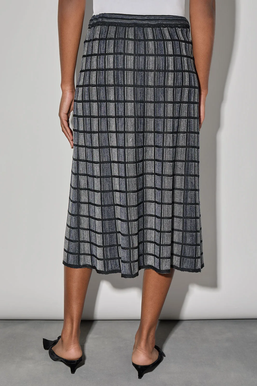 Melange Knit A-Line Midi Skirt