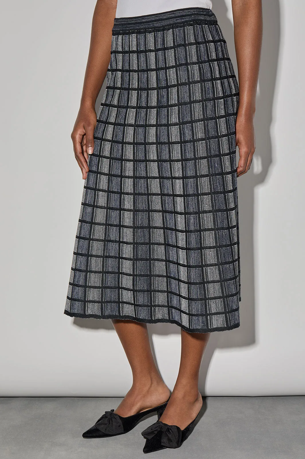 Melange Knit A-Line Midi Skirt