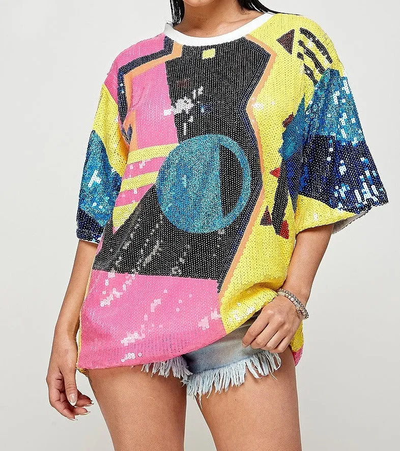 multi color sequins top