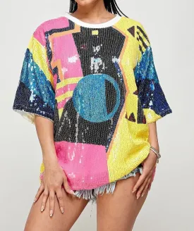 multi color sequins top