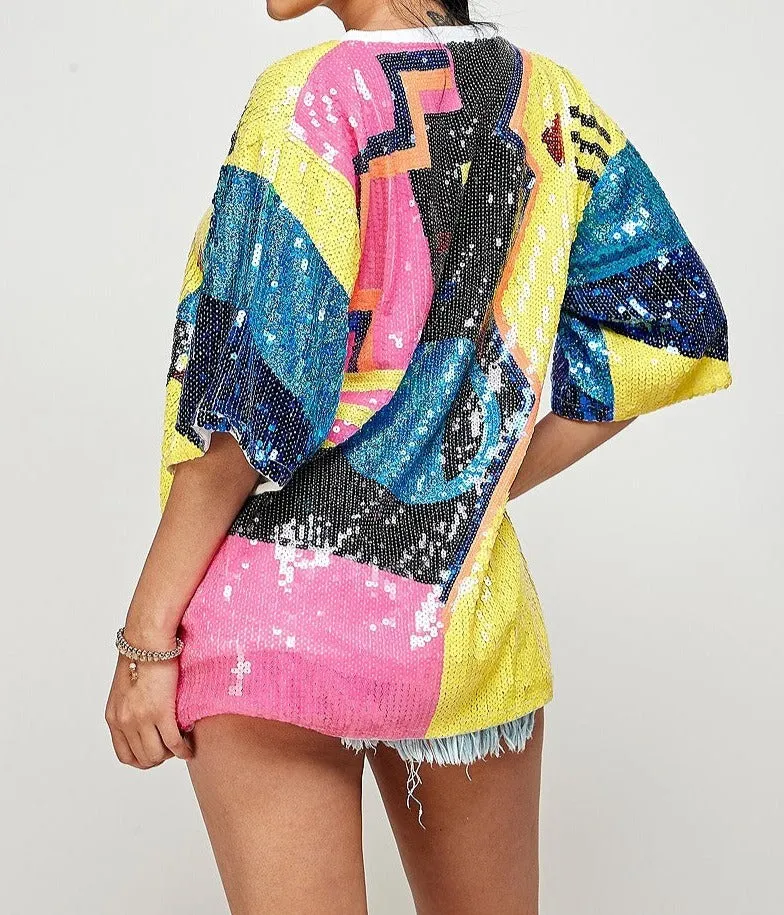 multi color sequins top