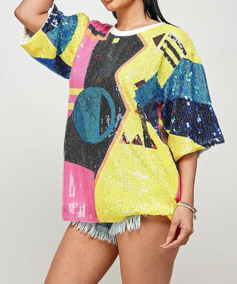 multi color sequins top