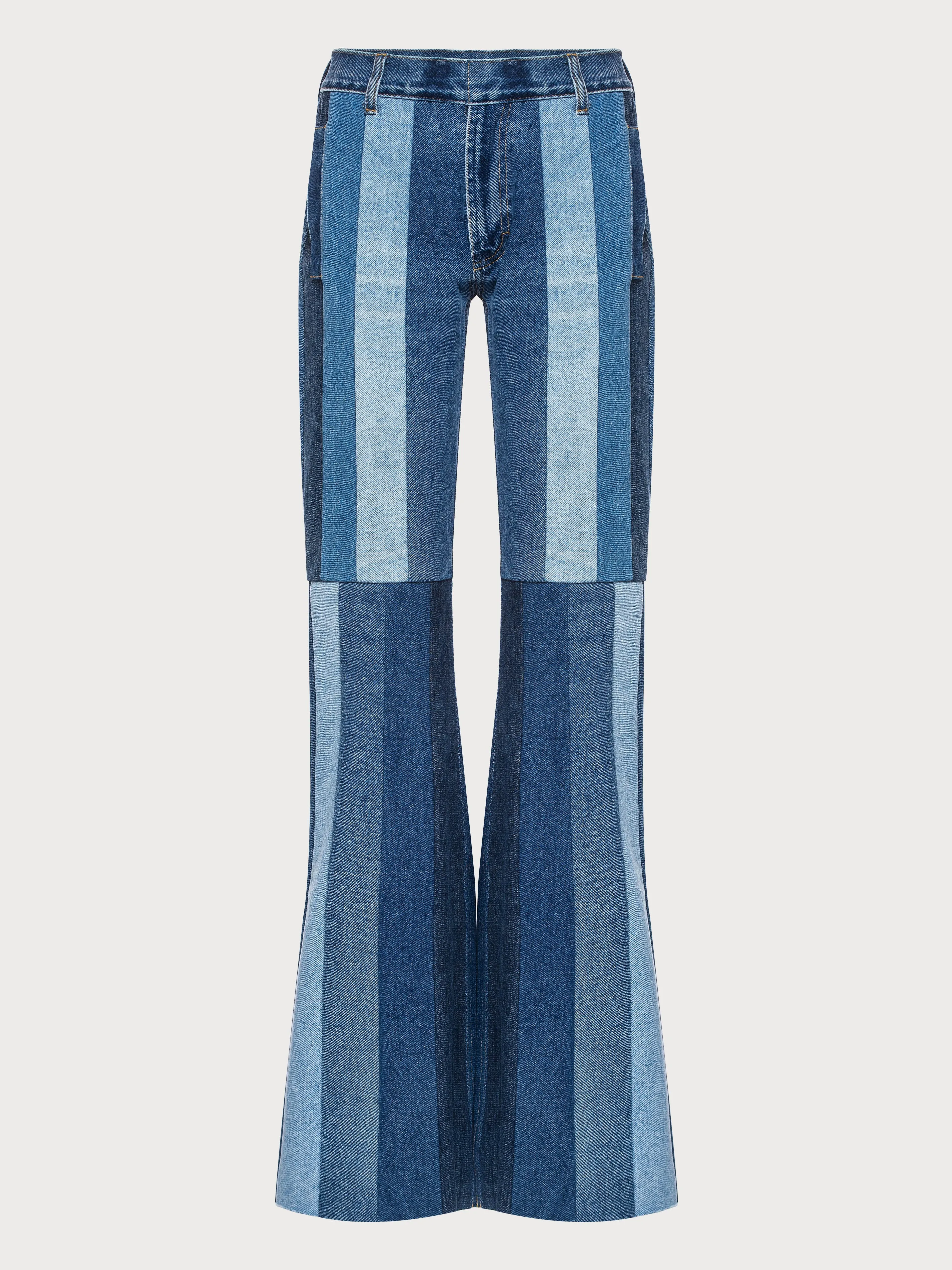 Reworked Striped Flared Jeans