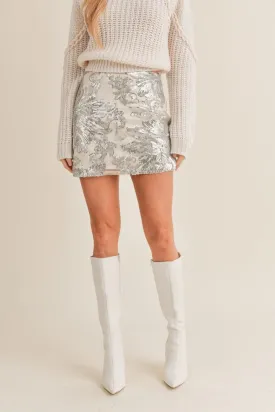 Sage the Label Aura Sequin Mini Skirt in Champagne