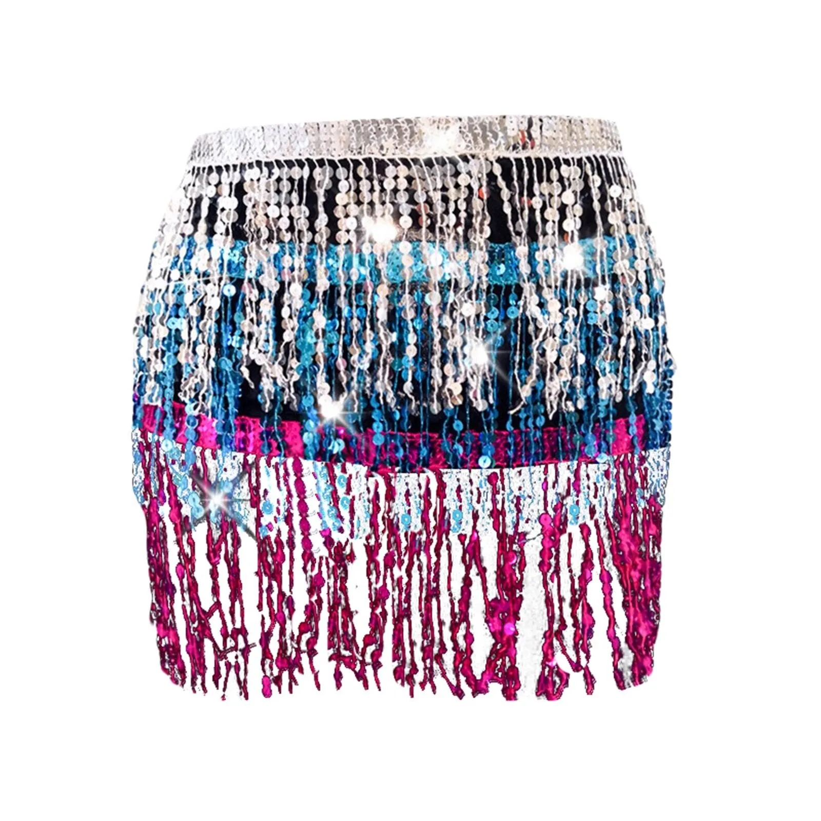 Sequin Glitter Fringe Sarong Skirt