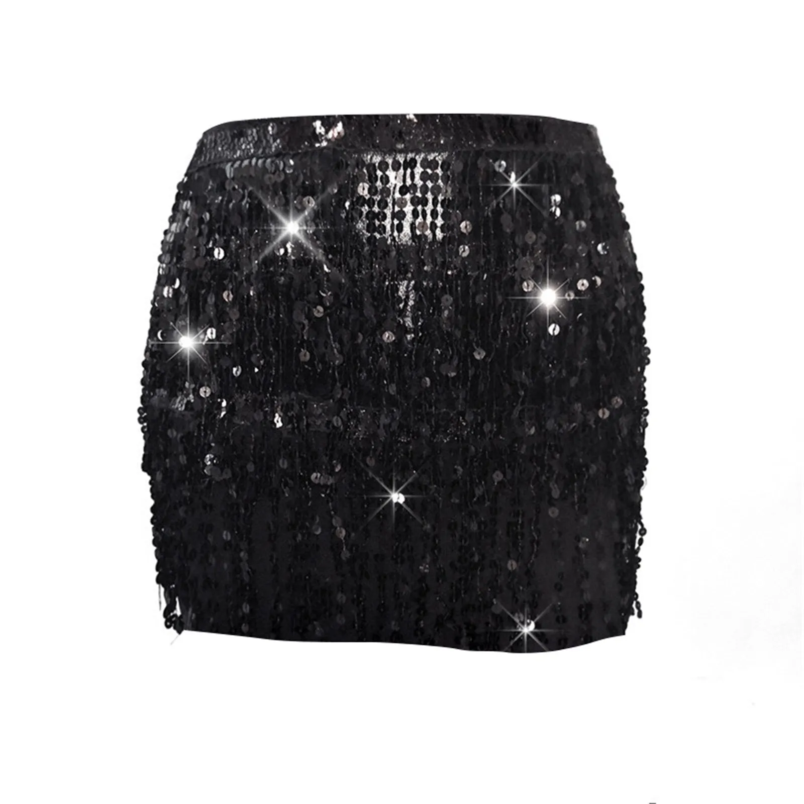 Sequin Glitter Fringe Sarong Skirt