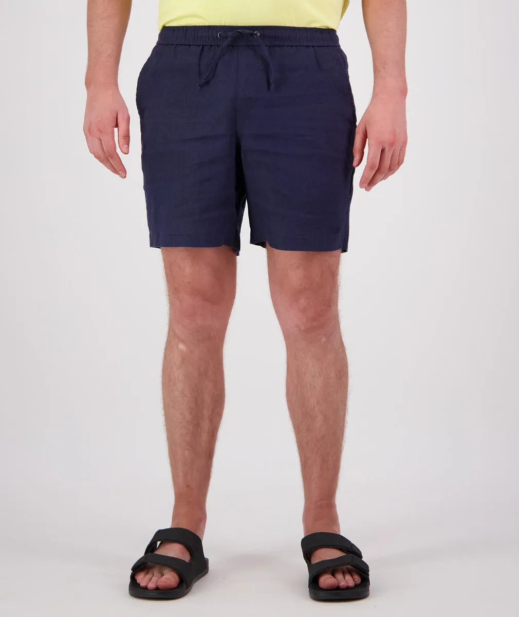 Swanndri - Neville Linen Short - Navy | Taupe