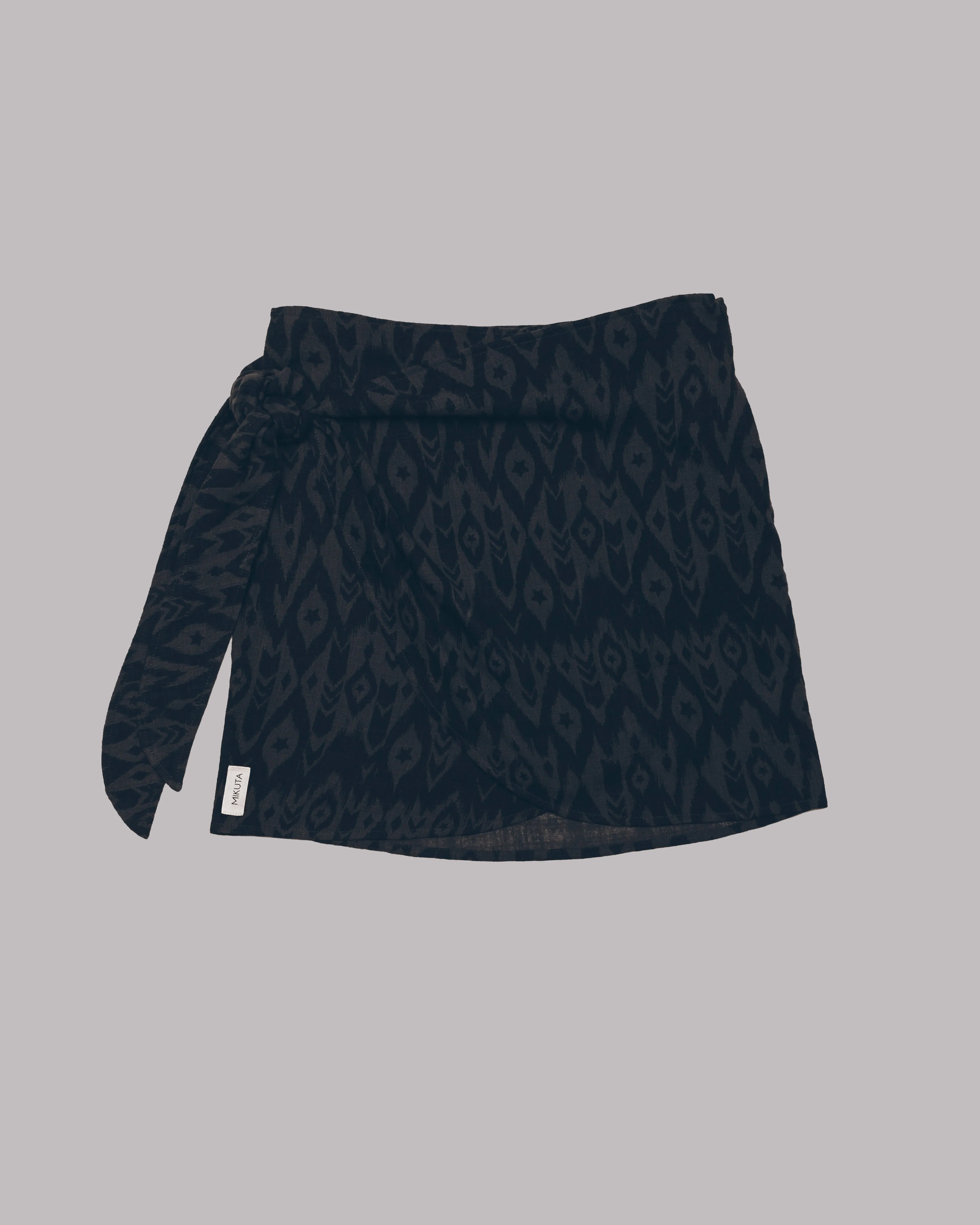 The Printed Black Wrap Skirt