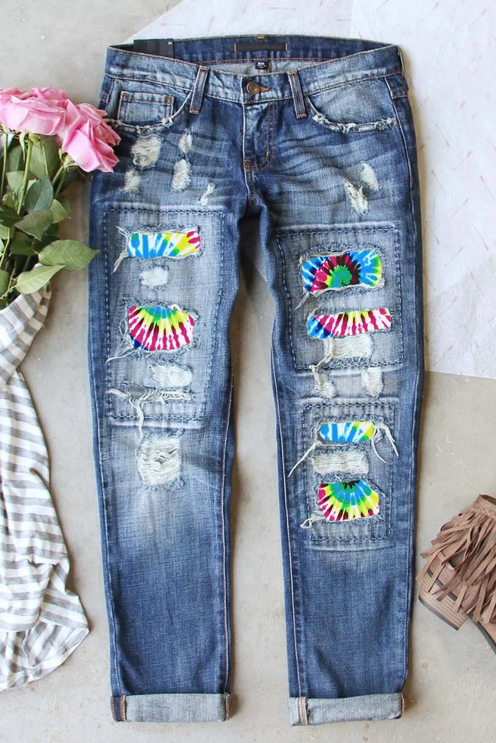 TIE DYE PATCHWORK JEANS