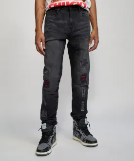 Vice Washed Black Ripped Detail Denim Jeans