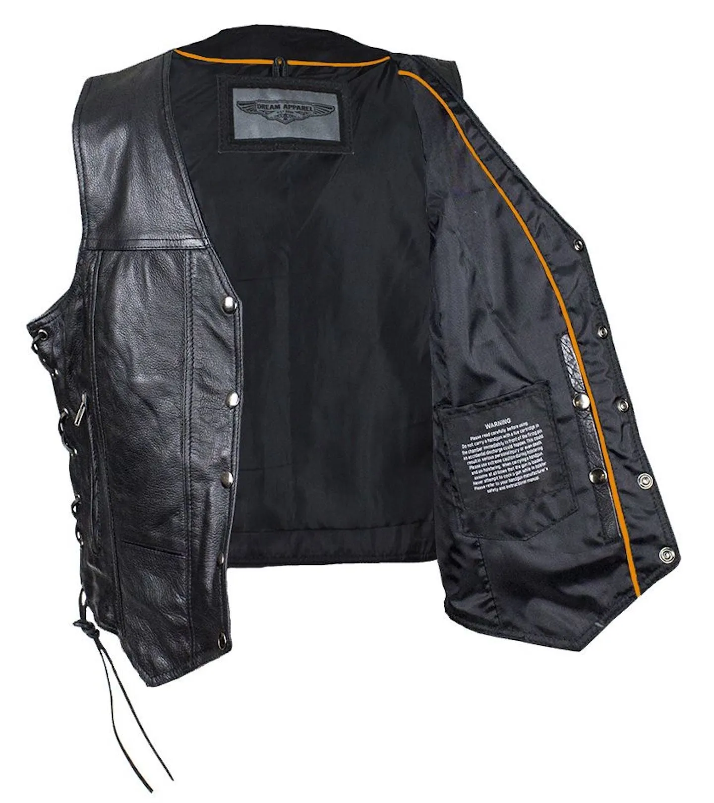 Women"s Split Cowhide Leather Motorcycle Vest With 7 Pockets