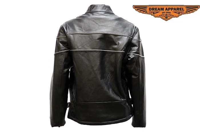 Womens Leather Jacket With Multi Pockets