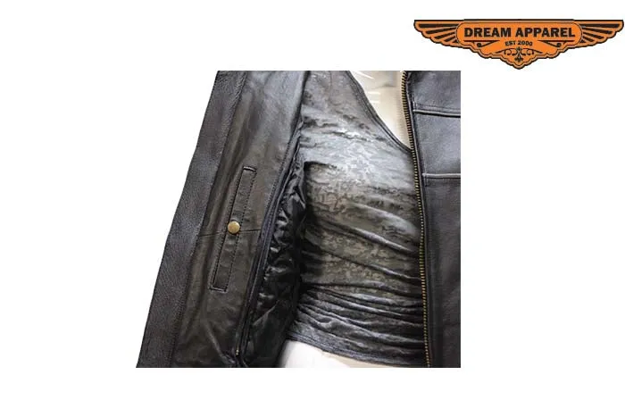 Womens Leather Jacket With Multi Pockets