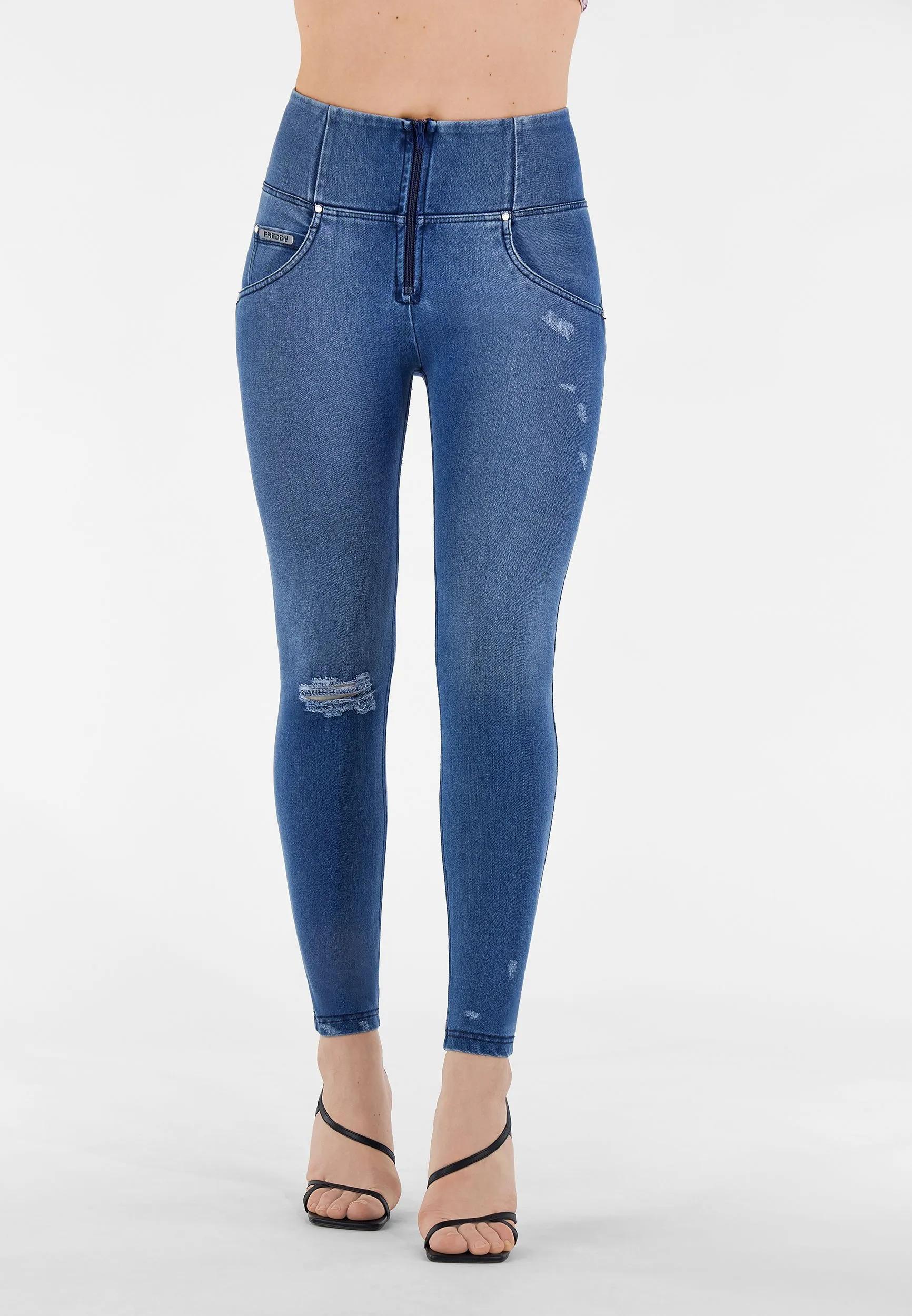 (WRUPSNUG1HS240-J4B) Woven Denim WR.UP® Ripped Jeans met Hoge Taille