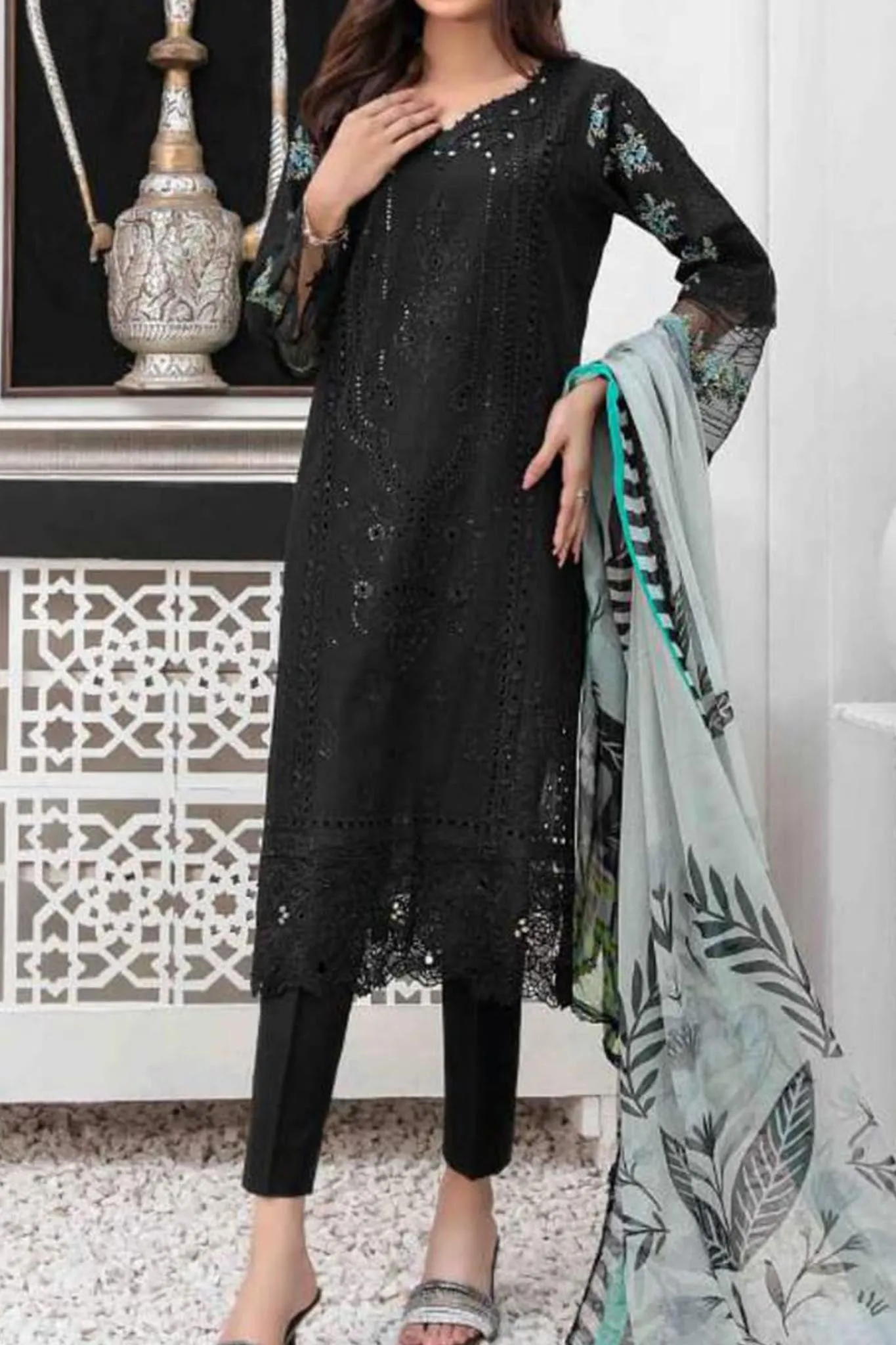 Zarka by Tawakkal Semi Stitched 3 Piece Emb Lawn Collection'2023-ZT-9123