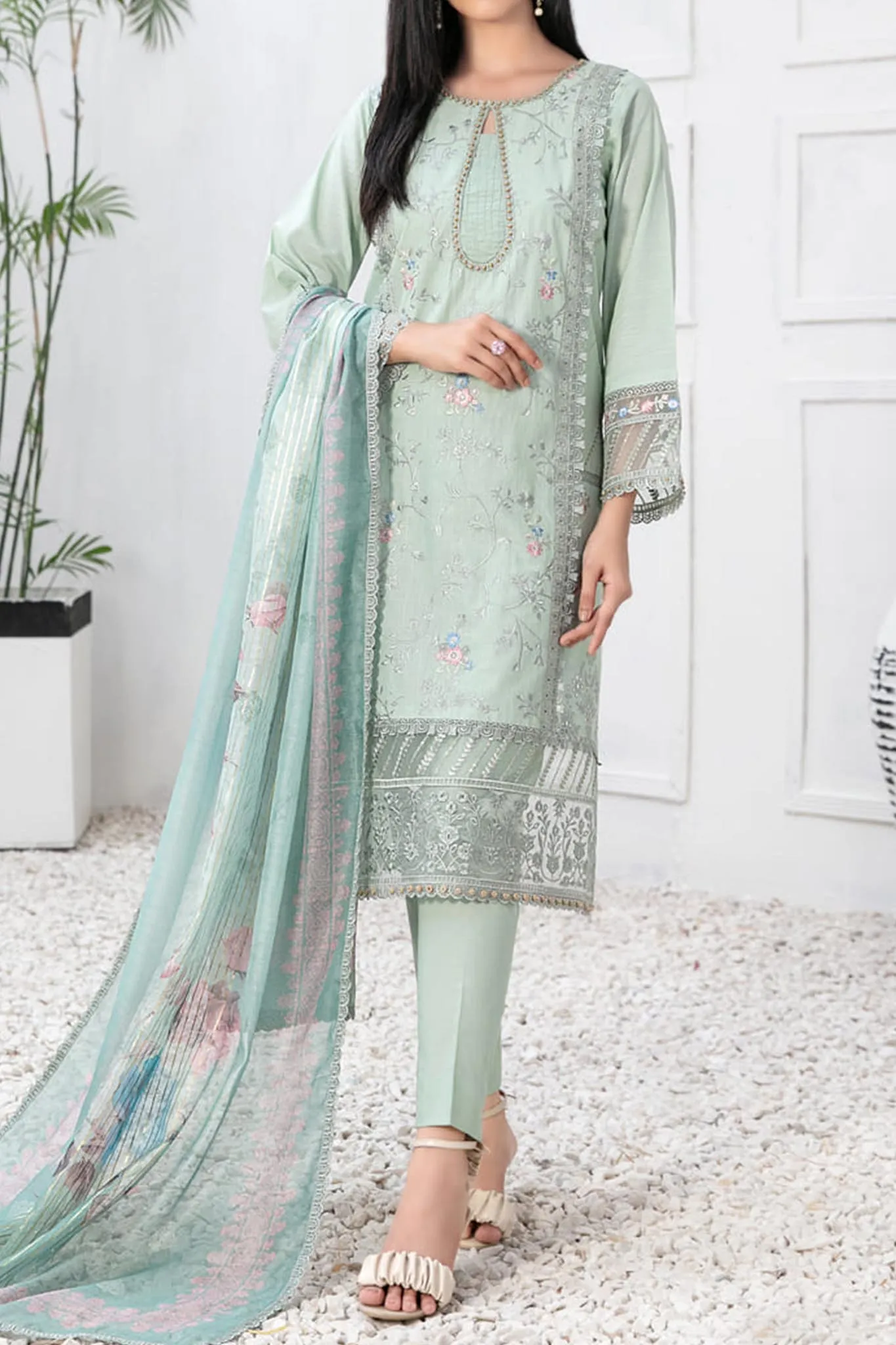 Zarka by Tawakkal Semi Stitched 3 Piece Emb Lawn Collection'2023-ZT-9125