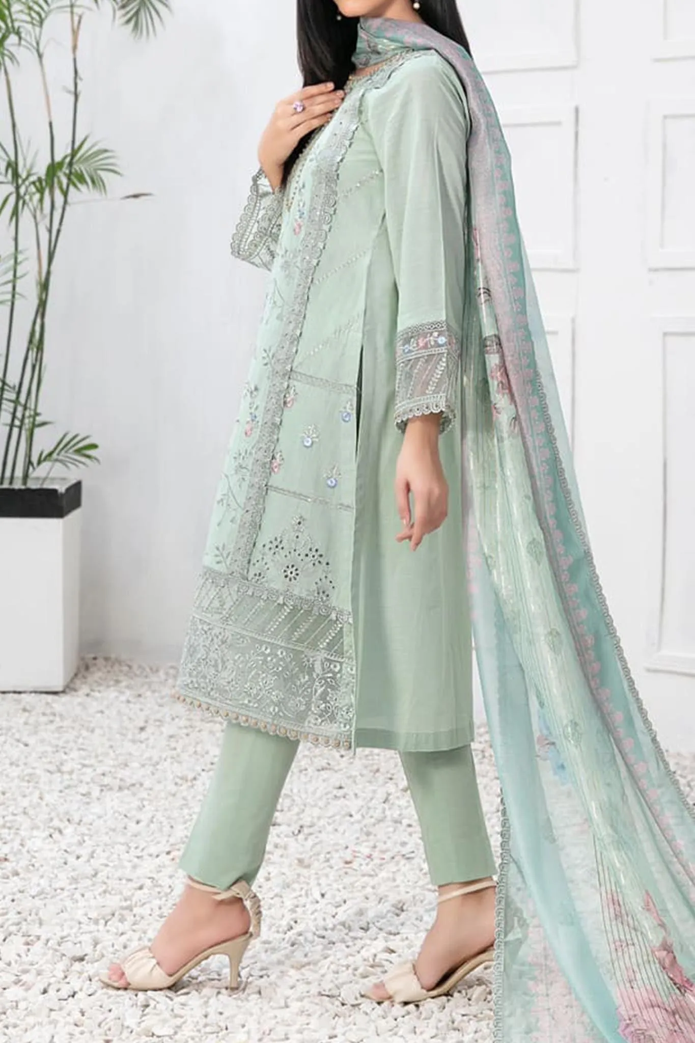 Zarka by Tawakkal Semi Stitched 3 Piece Emb Lawn Collection'2023-ZT-9125